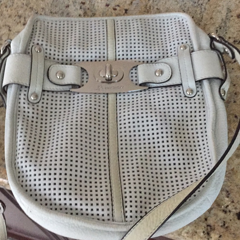 B. Makowsky white leather perforated crossbody bag